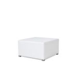 30-inch square white leather-finish Soho coffee table with minimalist modern design for event rental