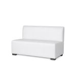 Soho 5-foot armless white sofa section with straight back and modern box design, modular lounge seating rental for events.
