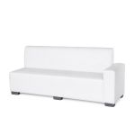 Soho 7-foot left-arm white sofa section with straight back and modern design, modular lounge seating rental for weddings and events.