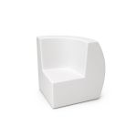 White South Beach corner lounge chair module with curved back and sides, modern sectional seating piece for weddings and events.