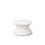 white hydro-plastic curved LED lounge coffee table 29.5″ diameter × 17″ high from South Beach collection for modern event rental