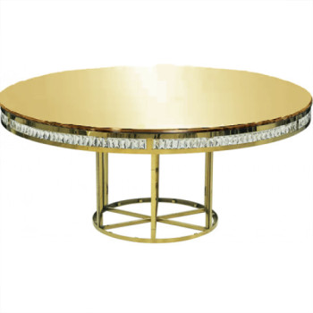 Reflection Dinning Table Crystal Round with Mirror Top