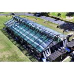 40′x100′ cathedral tent with black frame and clear top canopy for outdoor weddings and upscale event rentals