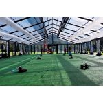 40′x100′ cathedral tent with black frame and clear top canopy for outdoor weddings and upscale event rentals