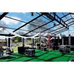 40′x100′ cathedral tent with black frame and clear top canopy for outdoor weddings and upscale event rentals