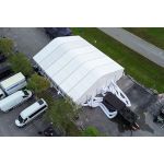 Trailer-mounted industrial air conditioner with multiple vent ports, 25–60 ton event cooling rental priced per square foot for large venues.
