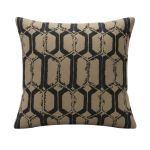 Gold and black throw pillow with crocodile-scale geometric pattern, glam accent cushion for upscale events and lounge décor styling.