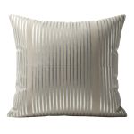 Light beige throw pillow with subtle vertical stripe grid texture, neutral accent cushion for weddings and modern lounge décor styling.