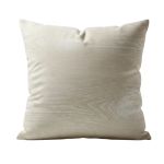 Light beige throw pillow with subtle woodgrain-style texture, soft neutral accent cushion for weddings and lounge décor styling.