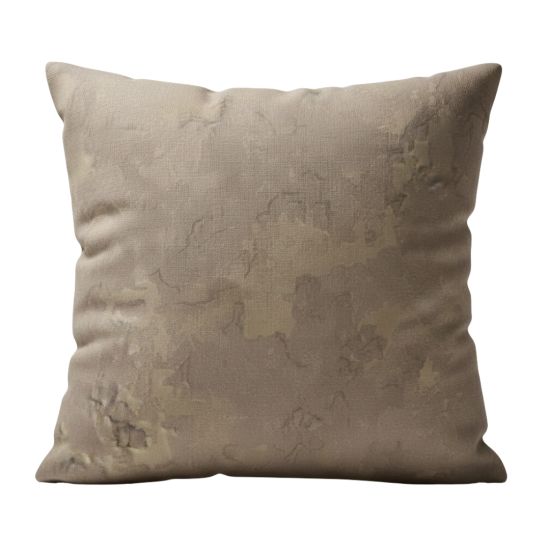 Brown throw pillow with subtle mottled plaster-texture pattern, neutral accent cushion for modern event lounges and décor styling.