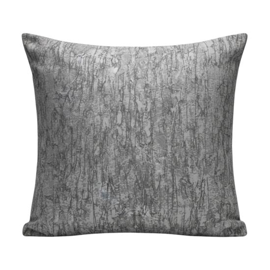 Dark gray throw pillow with textured slate-like crackle pattern, modern neutral accent cushion for event lounges and décor styling.