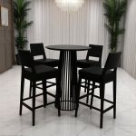 72" Bohemian round dining table with white top and Gold base, ideal for decorating bohemian-style dining rooms and reception areas.