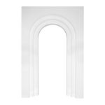 Large white arched panel backdrop with layered arch outline and smooth matte finish, modern ceremony arch for weddings and event décor.