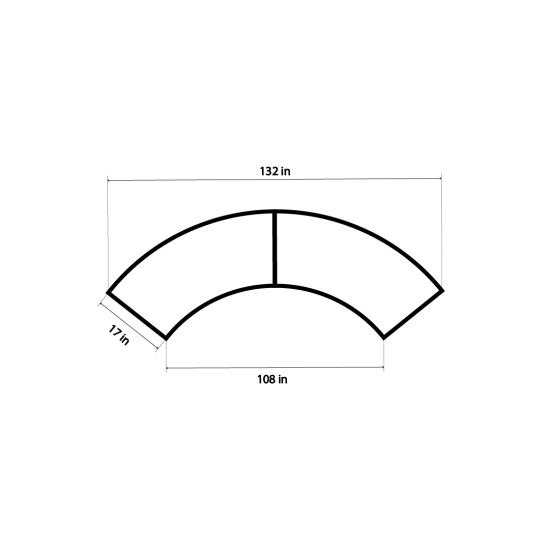 Modern white modular round-bar rental set (2 straight segments + 1 curved segment) forming circular event bar centerpiece.