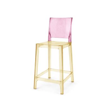 Ghost Barstool Amber With Back Pink (Square)