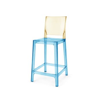 Ghost Barstool Blue With Back Amber (Square)