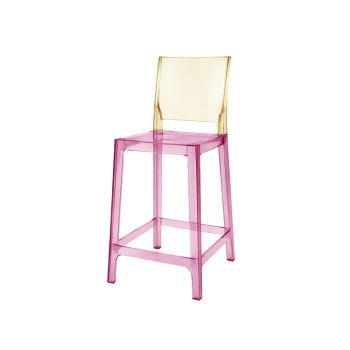 Ghost Barstool Pink With Back Amber (Square)