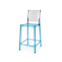 Ghost Barstool Blue With Back Black Smoke (Square)
