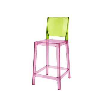 Ghost Barstool Pink With Back Green (Square)