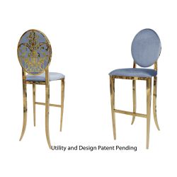 decoDior Barstool Gold Cushion Dusty Blue