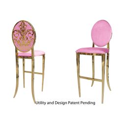 decoDior Barstool Gold Cushion Light Pink