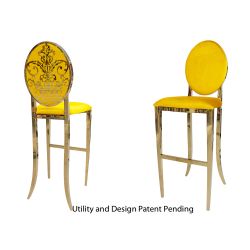 decoDior Barstool Gold Cushion Yellow