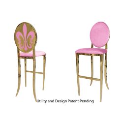 Fleur-de-lis Barstool Gold Chusion Light Pink