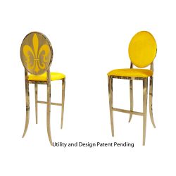 Fleur-de-lis Barstool Gold Chusion Yellow