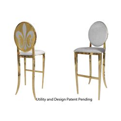Fleur-de-lis Barstool Gold Chusion White