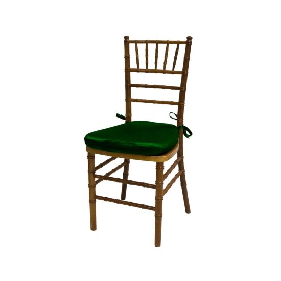 Chiavari Chair Resin Natural Wood Cushion Emerald Green