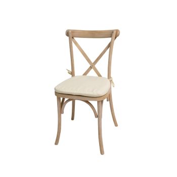 Cross Back Chair Light Wood Cushion Ivory