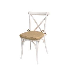 Cross Back Chair White Wash Cushion Harmony Jute