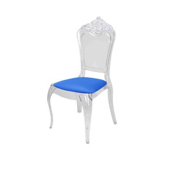 Emerald Chair Clear Cushion Blue