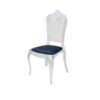 Emerald Chair Clear Cushion Dark Blue