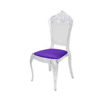 Emerald Chair Clear Cushion Purple