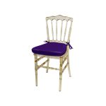 Amber resin Napoleon chair with Purple cushioned seat, high spindled backrest and translucent event-grade frame
