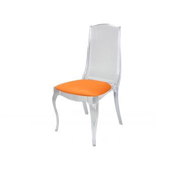 Onyx Chair Clear Chusion Hot Orange