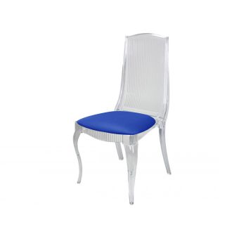 Onyx Chair Clear Chusion Royal Blue
