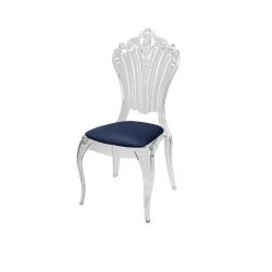 Victoria Chair Clear  Cushion Dark Blue