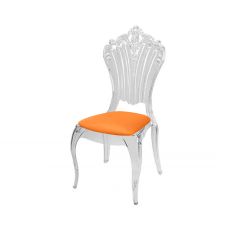 Victoria Chair Clear  Cushion Hot Orange