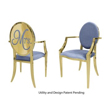 Mrs. Armchair Gold Cushion Dusty Blue