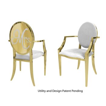 Mrs. Armchair Gold Cushion White