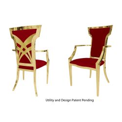 Titan Armchair Gold Cushion Red