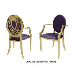Veronica Armchair Gold Cushion Eggplant