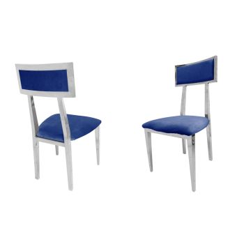 Balenciaga Chair Silver Cushion Royal Blue