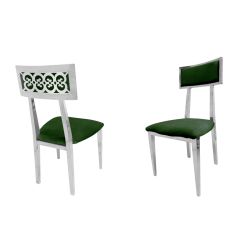 Bottega Chair Silver Cushion Emerald Green