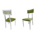 Silver metal Bottega armless banquet chair with Moss upholstered cushion for luxury event seating