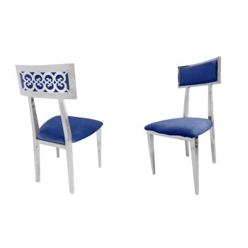 Bottega Chair Silver Cushion Royal Blue