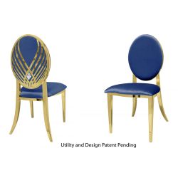 Crystal Swan Chair Gold Cushion Royal Blue