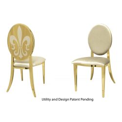 Fleur-de-lis Chair Gold Cushion Ivory
